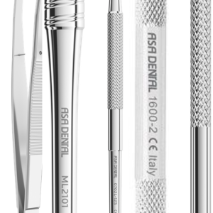 ASA DENTAL (x2) Forcepts + Handle + Periodontal pocket probe + Filling Instruments + Silicone Handle